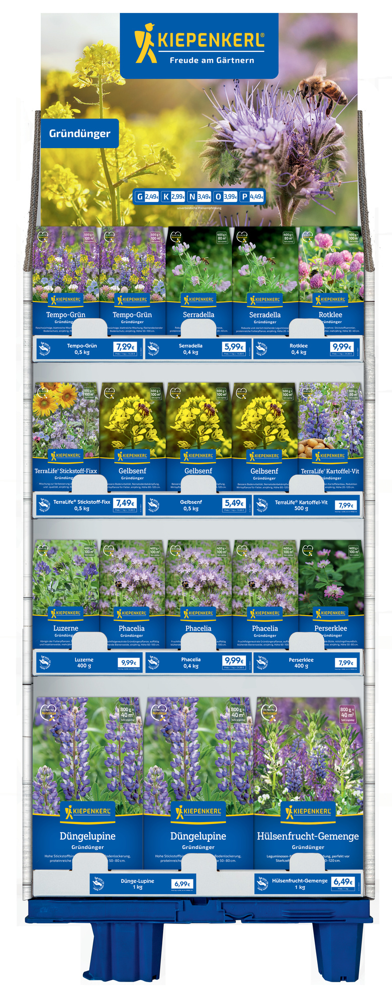 2025 - Frühjahr - Gründünger-Giebelkarton Etagendisplay 60x40 cm - mittlere/späte Aussaat 2025 - Frühjahr - Gründünger-Giebelkarton Etagendisplay 60x40 cm - mittlere/späte Aussaat