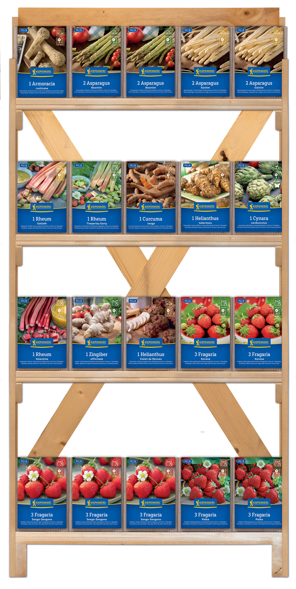 2026 - Frühjahr - Kiepenkerl-Selbstversorger, Pflanzware im einseitigen Holzregal