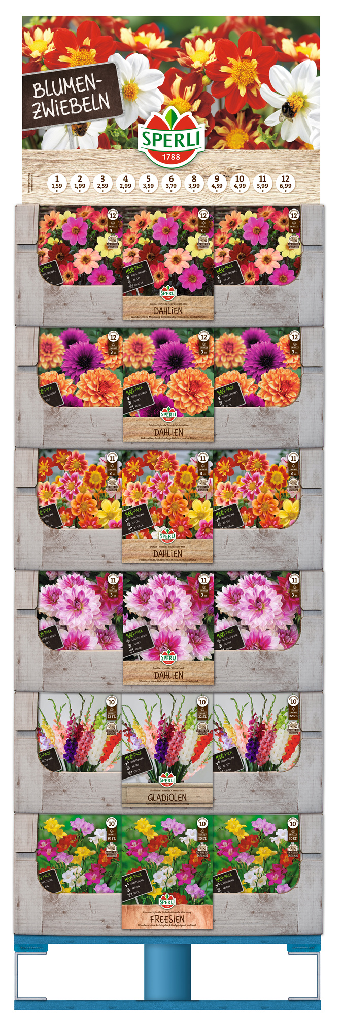 2026 - Frühjahr - SPERLI Blumenzwiebeln 'MAXI Packs' im Stapelkarton-Display 2026 - Frühjahr - SPERLI Blumenzwiebeln 'MAXI Packs' im Stapelkarton-Display