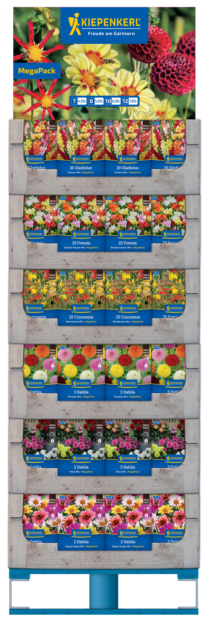 2026 - Frühjahr - Kiepenkerl-Blumenzwiebeln 'MegaPacks' im Stapelkarton-Display