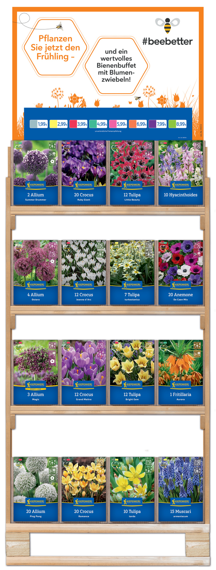 2025 - Herbst - Kiepenkerl-Blumenzwiebeln '#beebetter' halbes 4 lagiges Regal