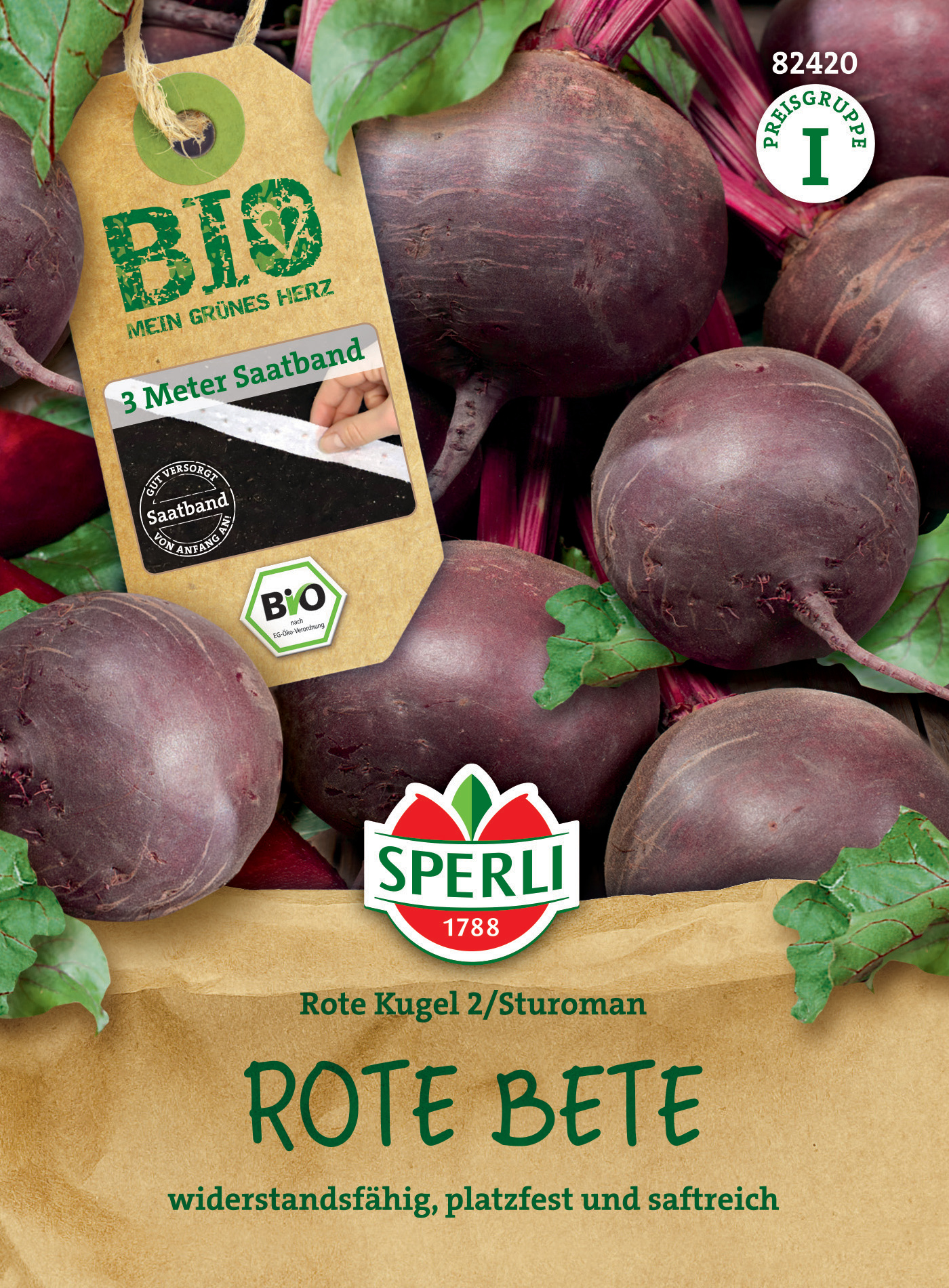 BIO Rote Bete Rote Kugel 2/Sturoman, Saatband BIO Rote Bete Rote Kugel 2/Sturoman, Saatband