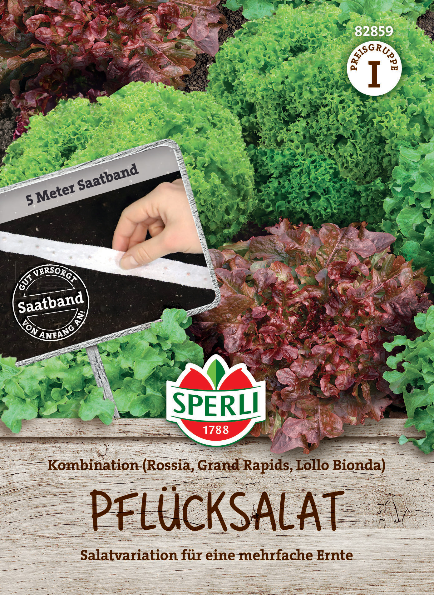Pflücksalat Kombination, Saatband Pflücksalat Kombination, Saatband