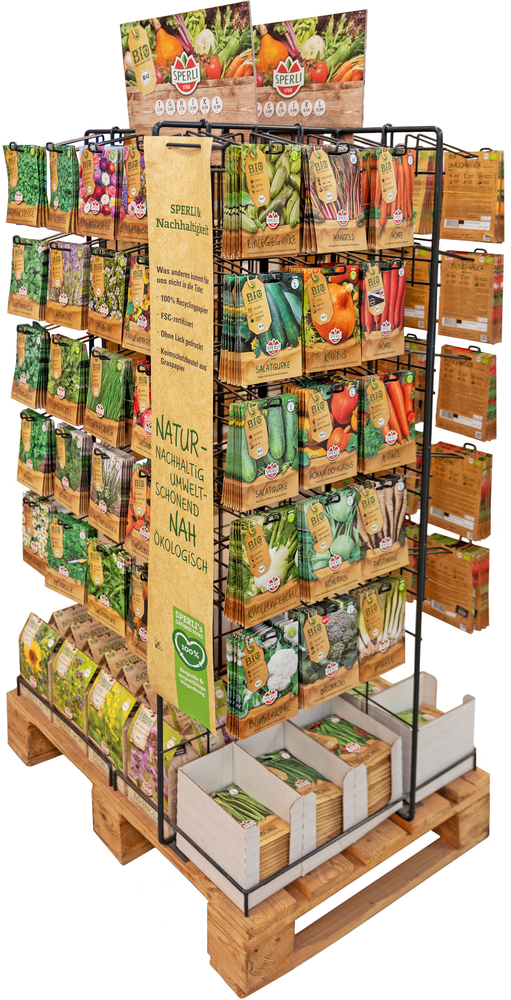 2026 - Frühjahr - Sperli-Metall-Insel-Display BIO-Saatgut u. BIO-Gründünger 2026 - Frühjahr - Sperli-Metall-Insel-Display BIO-Saatgut u. BIO-Gründünger
