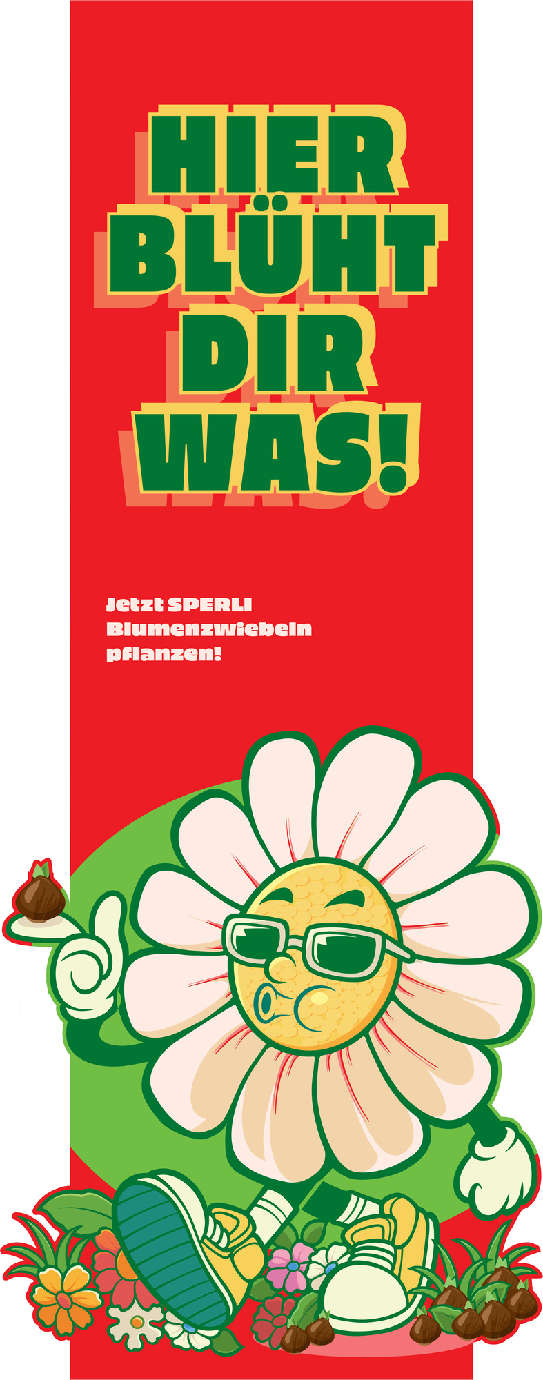 Sperli-Kom.-Konzept Frühjahr- Aufsteller Figur Dahlien-Blüte - Größe 70x178 cm