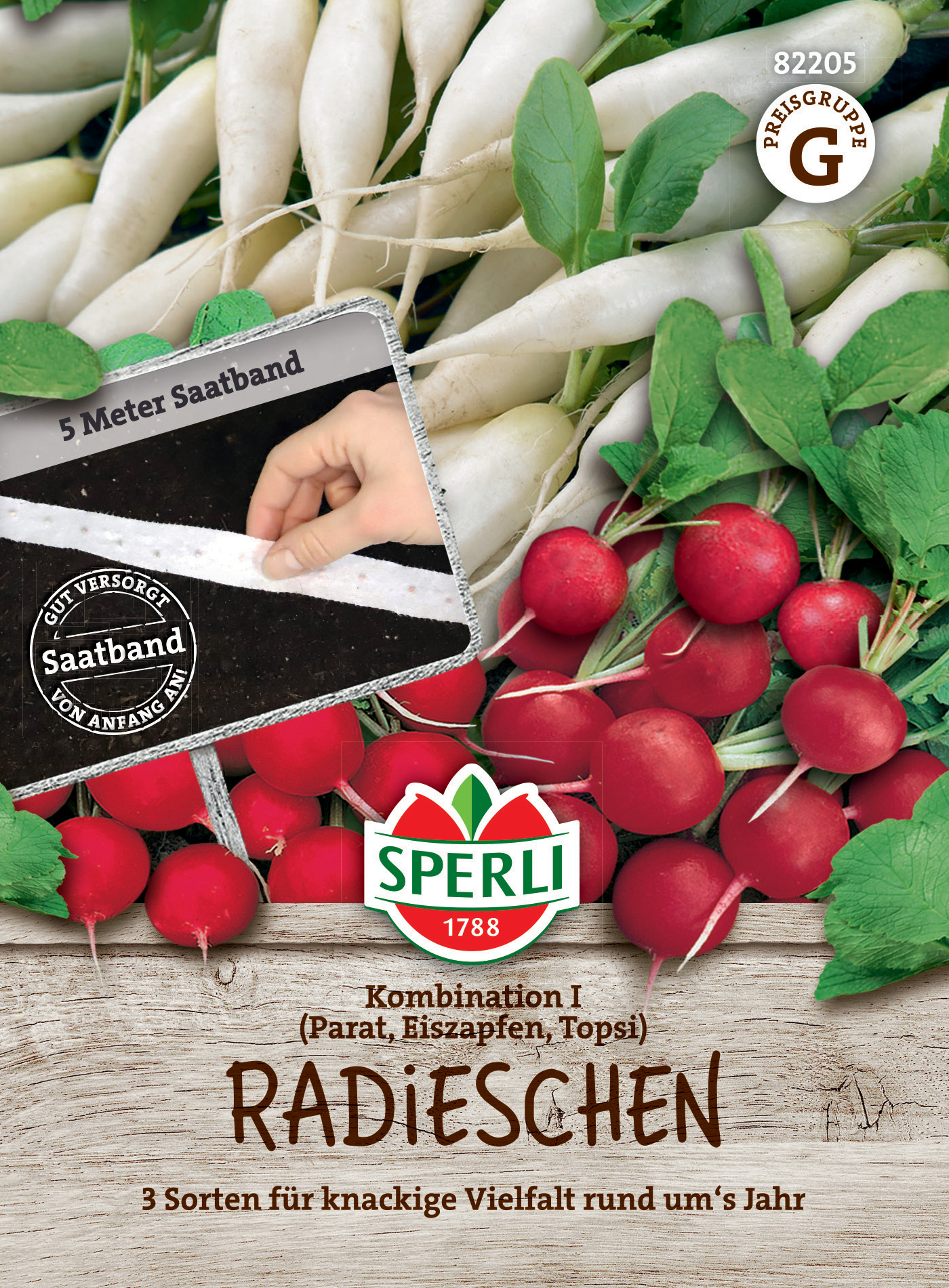 Radieschen Kombination I, Saatband Radieschen Kombination I, Saatband