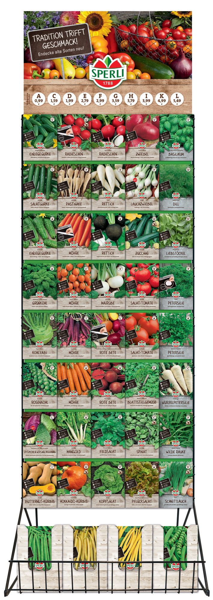 2026 - Frühjahr - Sperli-Saatgut-Themenständer 'Tradition trifft Geschmack'