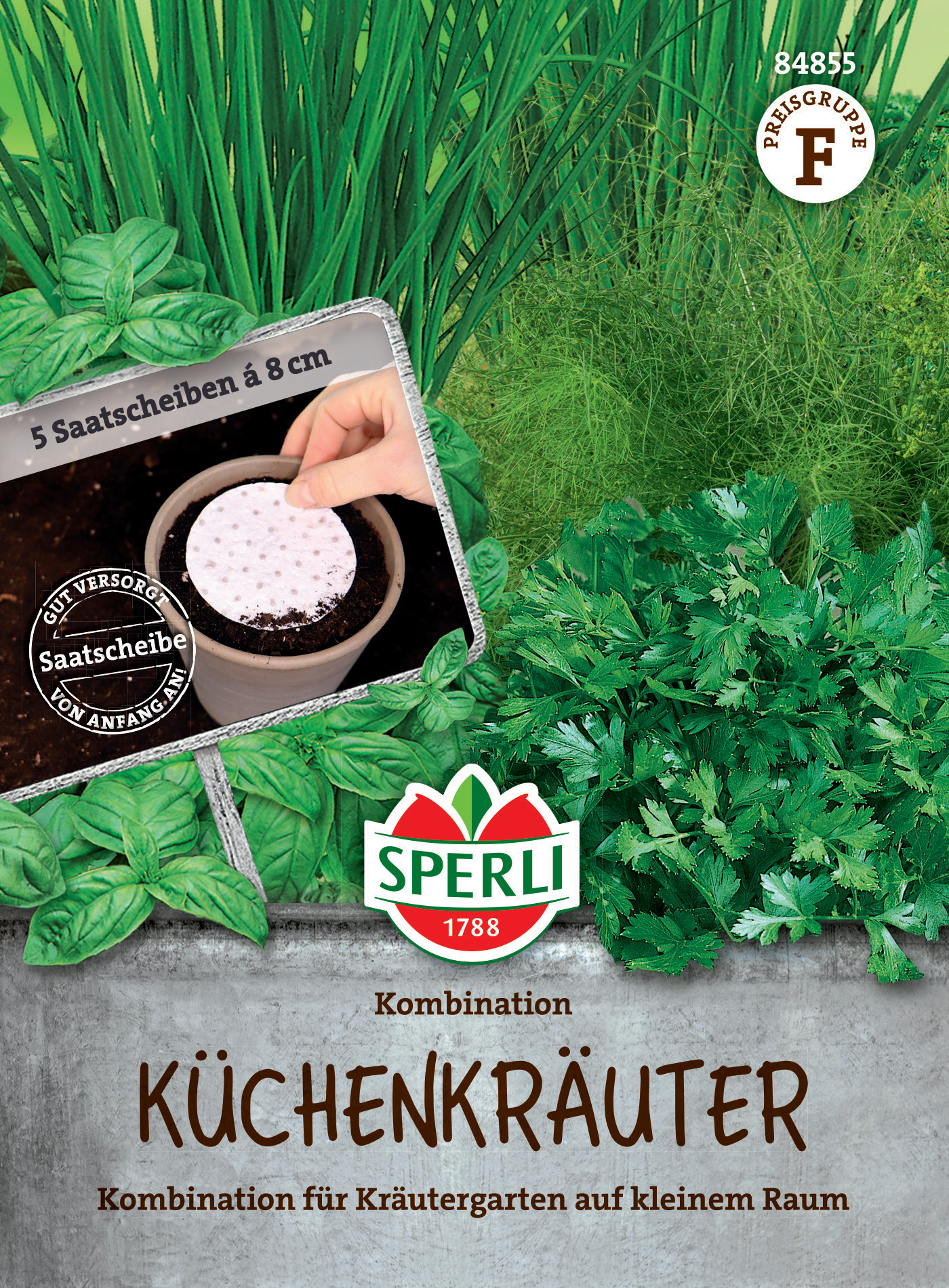 Küchenkräuter Kombination, Saatscheibe Küchenkräuter Kombination, Saatscheibe