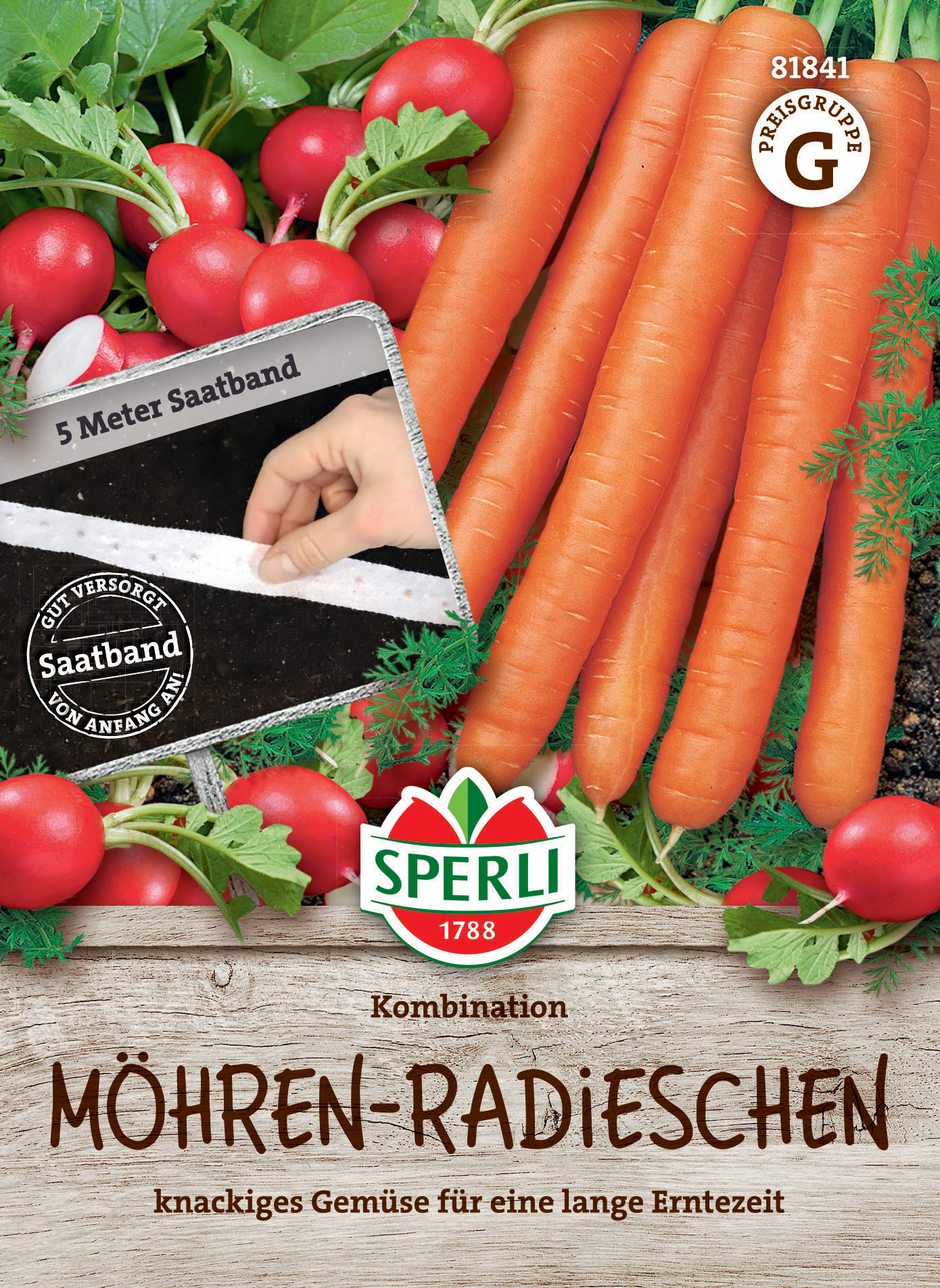 Möhre-Radieschen Kombination, Saatband Möhre-Radieschen Kombination, Saatband