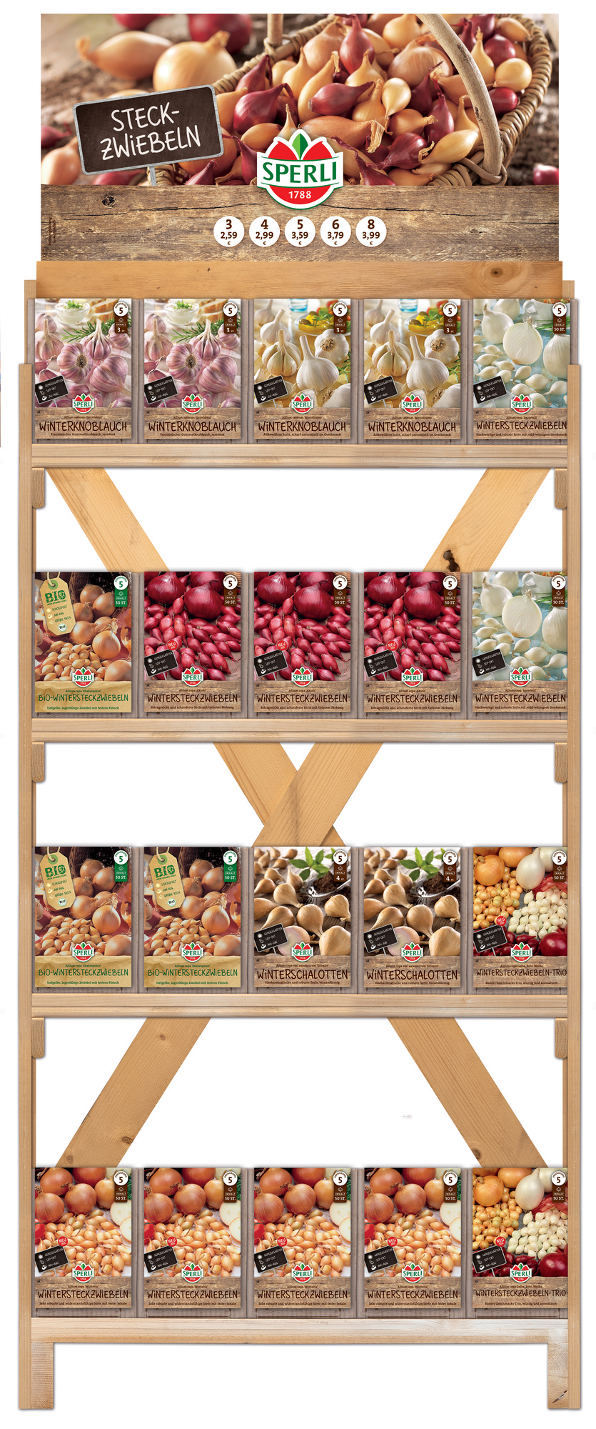 2025 - Herbst - SPERLI Steckzwiebeln Schalotten  Knoblauch im VorKopfregal
