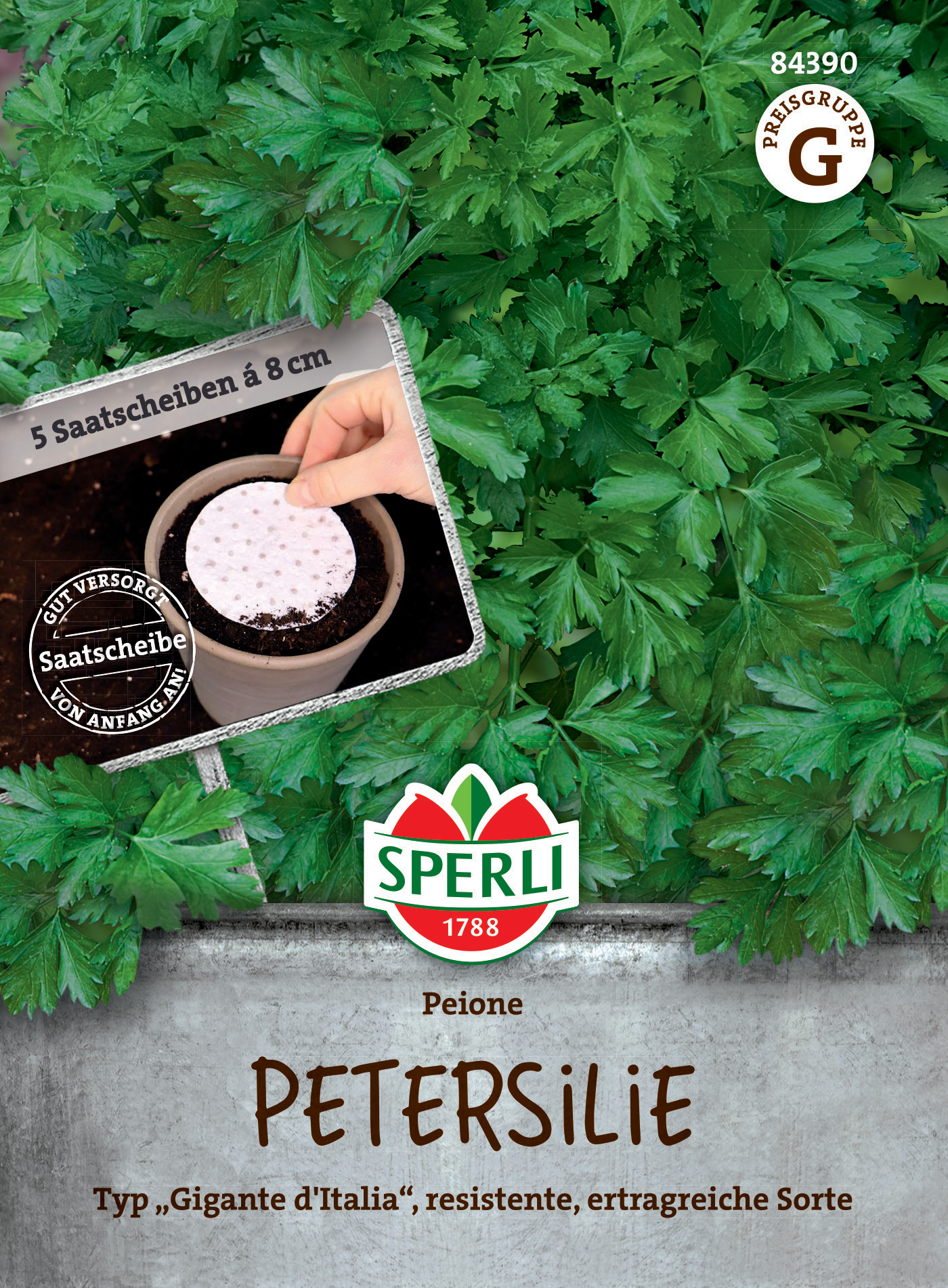 Petersilie Peione, Saatscheibe Petersilie Peione, Saatscheibe