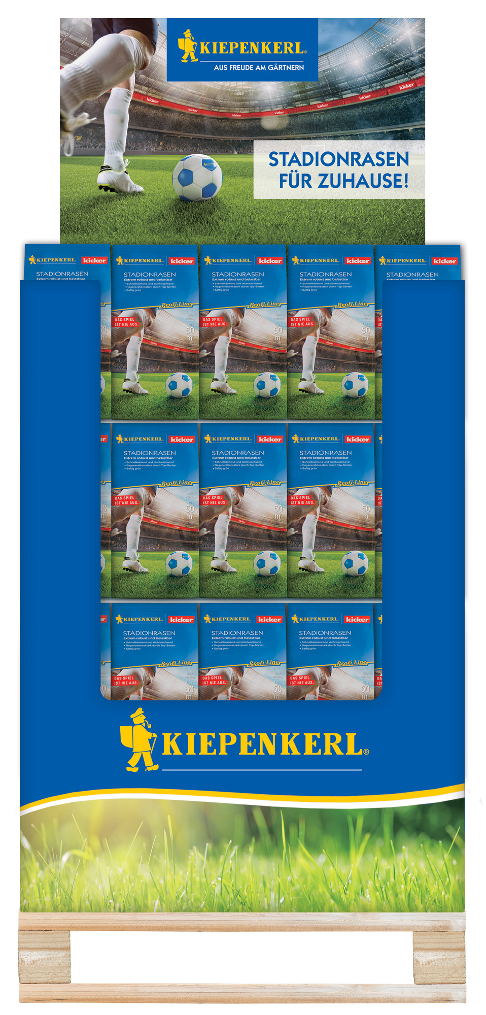2025 - Frühjahr - Kiepenkerl-kicker Stadionrasen 1kg 1/2-Palettendisplay - 150St.