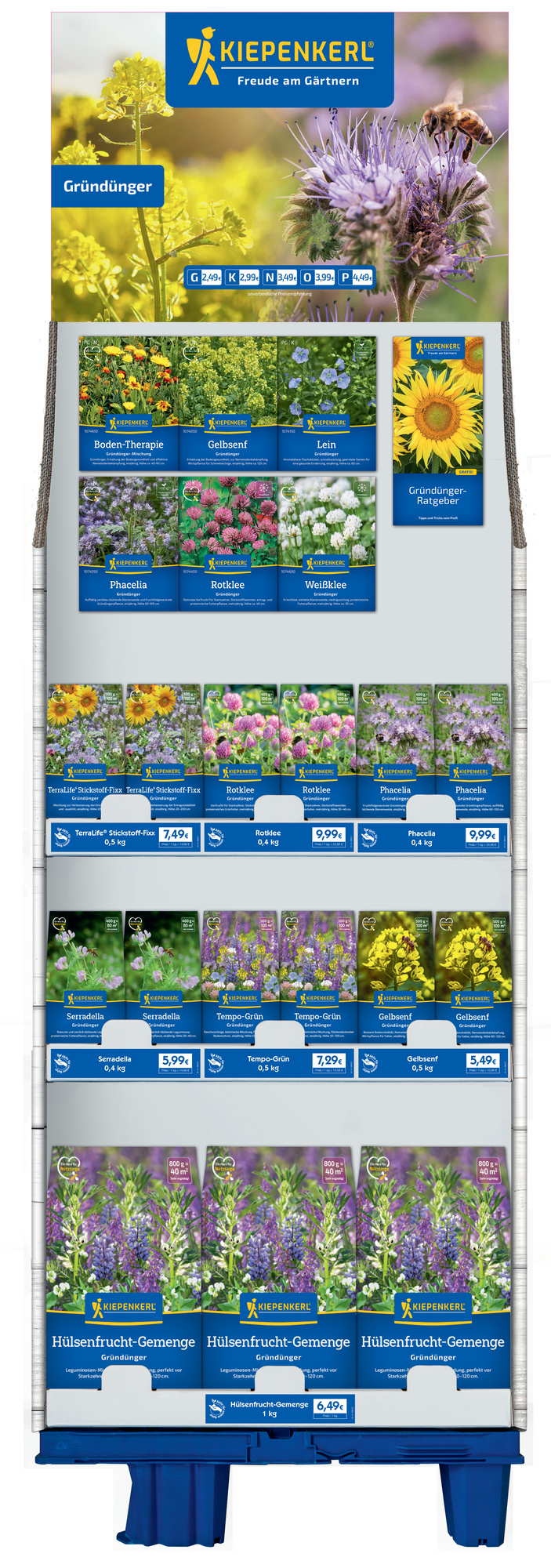 2026 - Frühjahr - Kiepenkerl-Gründünger für die frühe Aussaat im Karton- Etagendisplay 2026 - Frühjahr - Kiepenkerl-Gründünger für die frühe Aussaat im Karton- Etagendisplay